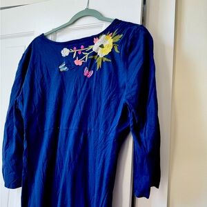 Johnny was midi dress blue with beautiful embroidery size large